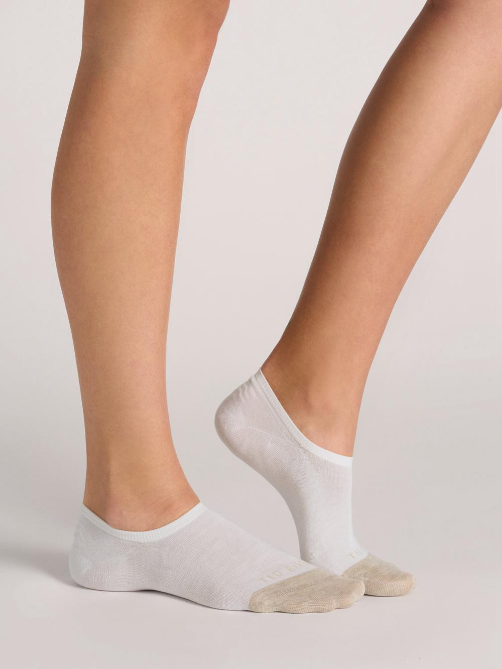 Ted Baker 3 Pack Contrast Toe Liner Trainer Sokken Dames Wit | LUBX-20873