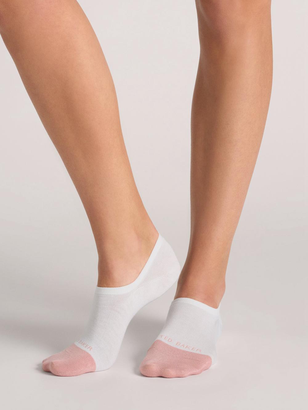 Ted Baker 3 Pack Contrast Toe Liner Trainer Sokken Dames Wit | LUBX-20873