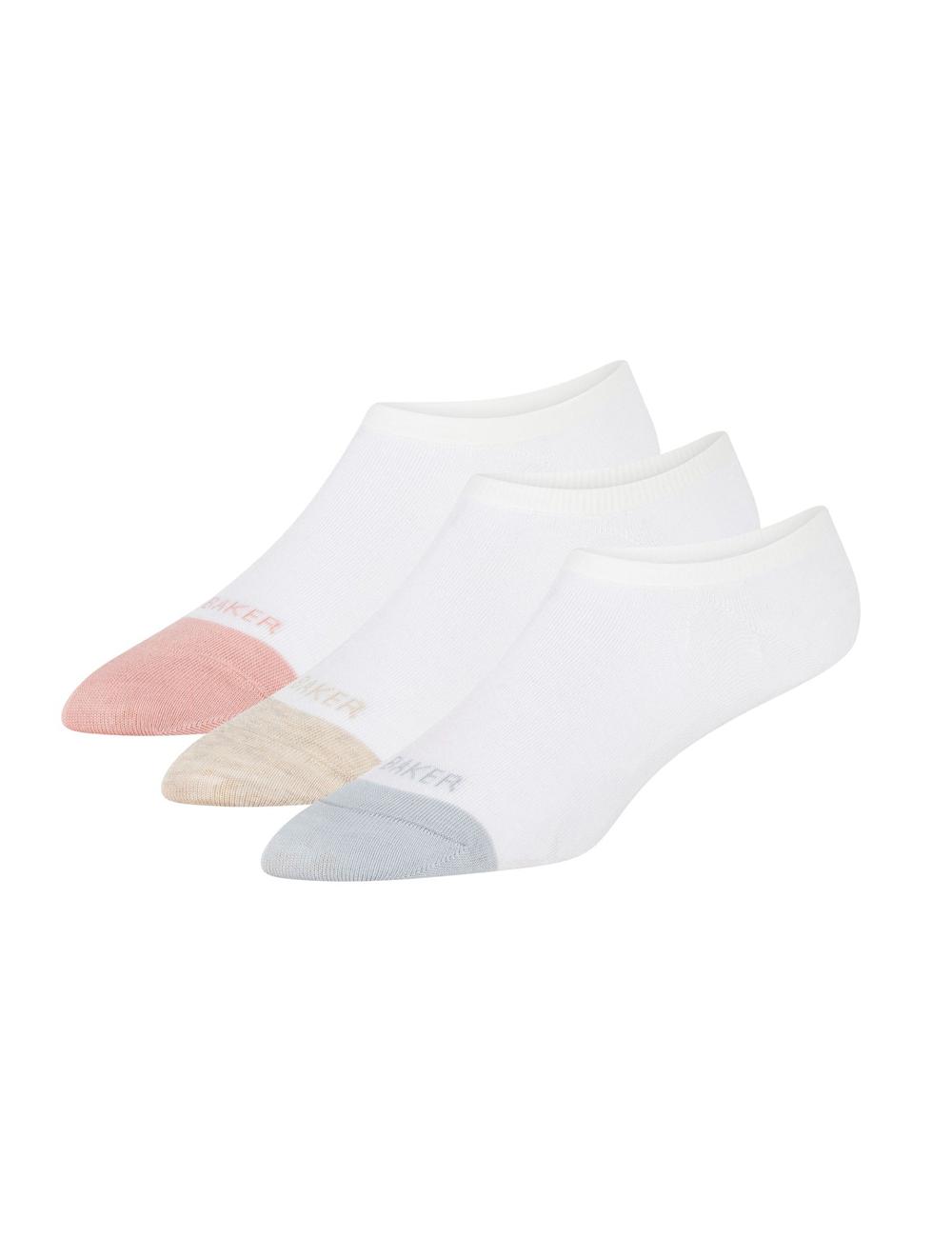 Ted Baker 3 Pack Contrast Toe Liner Trainer Sokken Dames Wit | LUBX-20873