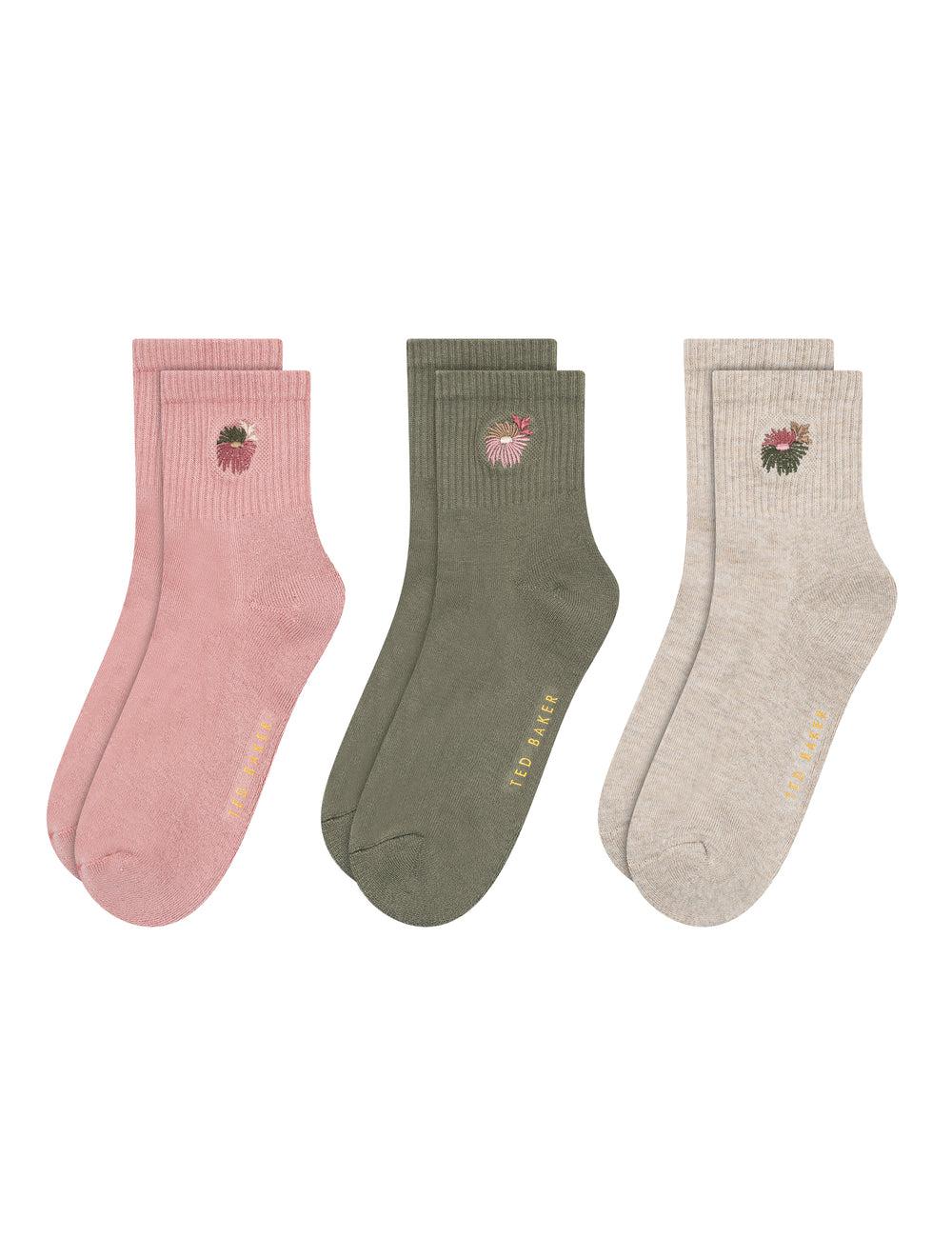 Ted Baker 3 Pack Cushioned Sole High Ankle Crew Sokken Dames Roze | NCLQ-15037