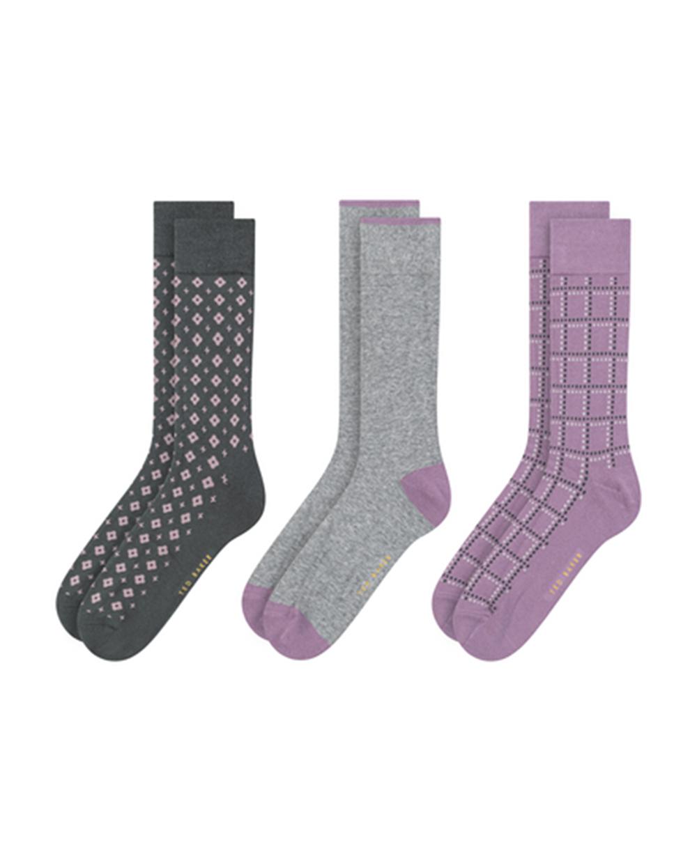 Ted Baker 3 Pack Geometric Check Crew Sokken Heren Groen | UCEJ-16972