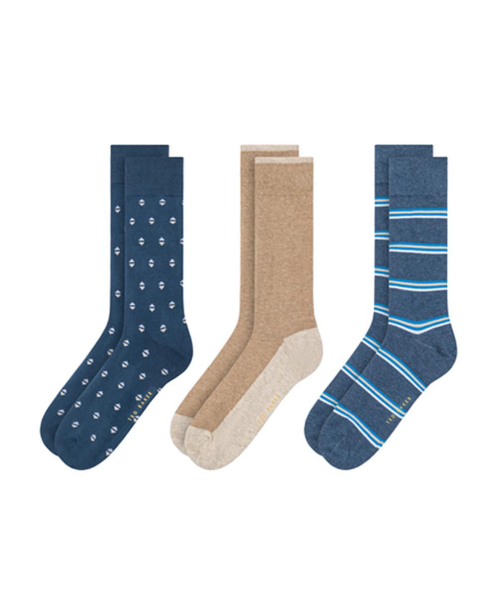 Ted Baker 3 Pack Geometric Stripe Crew Sokken Heren Grijs | OXKZ-79863