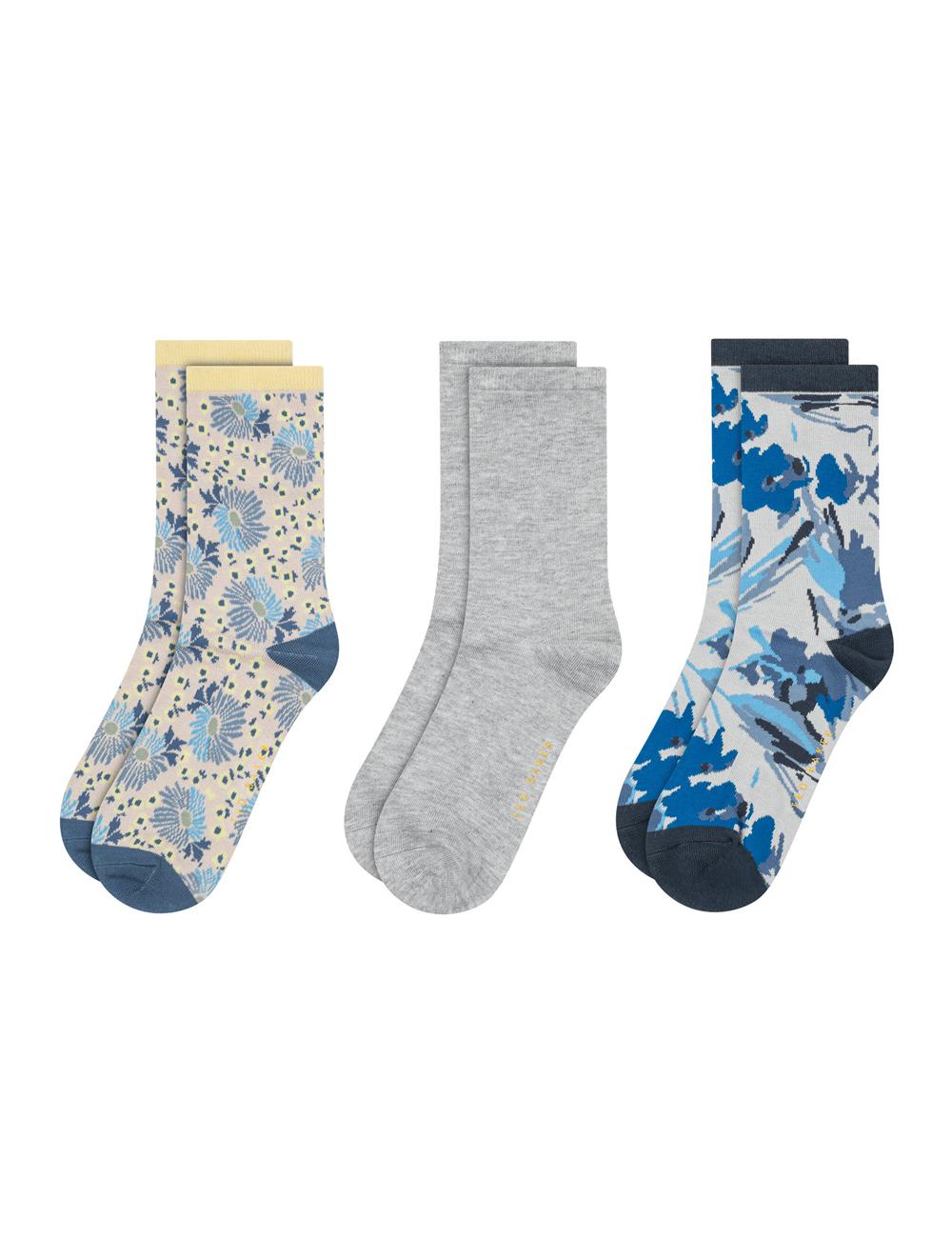 Ted Baker 3 Pack Mixed Floral Rayon Crew Sokken Dames Blauw | CMID-73458