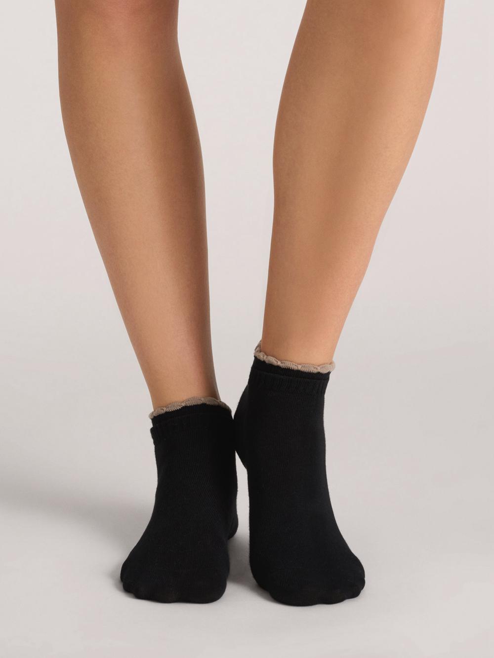 Ted Baker 3 Pack Scalloped Low Cut Ankle Sokken Dames Zwart | LWMC-92530