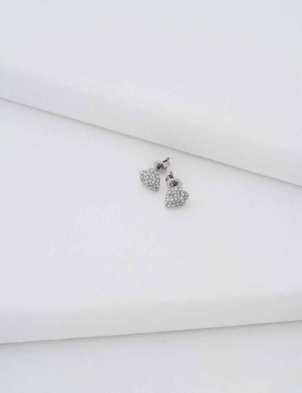 Ted Baker ADORAA - Crystal Heart Stud Oorbellen Dames Zilver | VHAP-47653