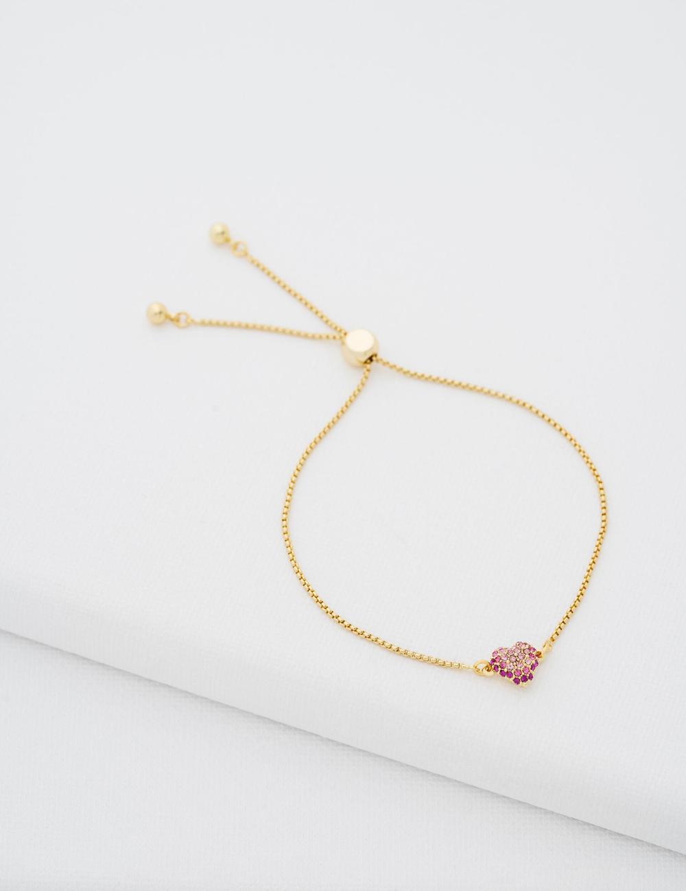 Ted Baker ADORIA - Mini Crystal Heart Adjustable Armbanden Dames Goud | UDTM-16952