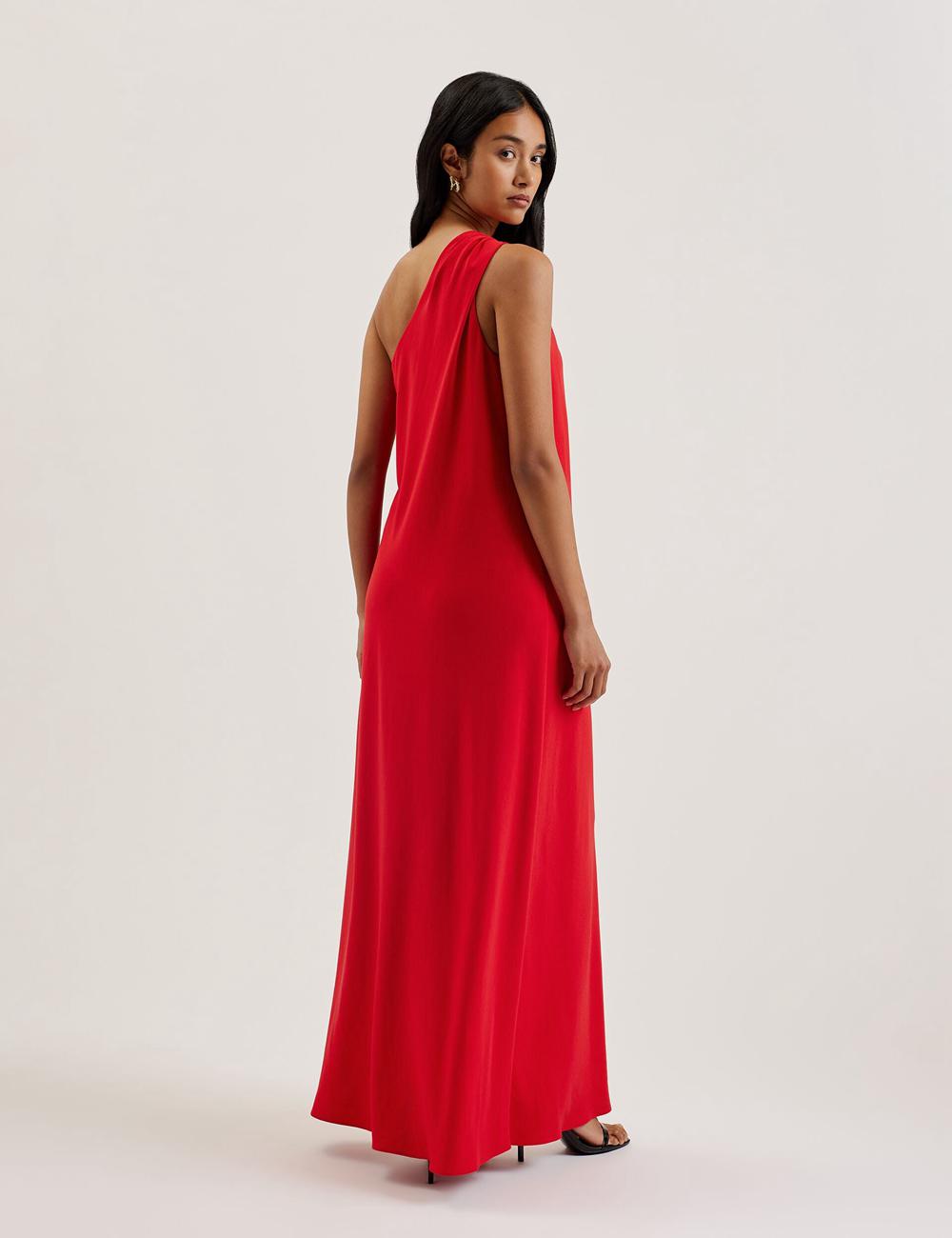 Ted Baker AISLI - One Shoulder Woven Maxi Jurk Dames Rood | ZXEL-87632