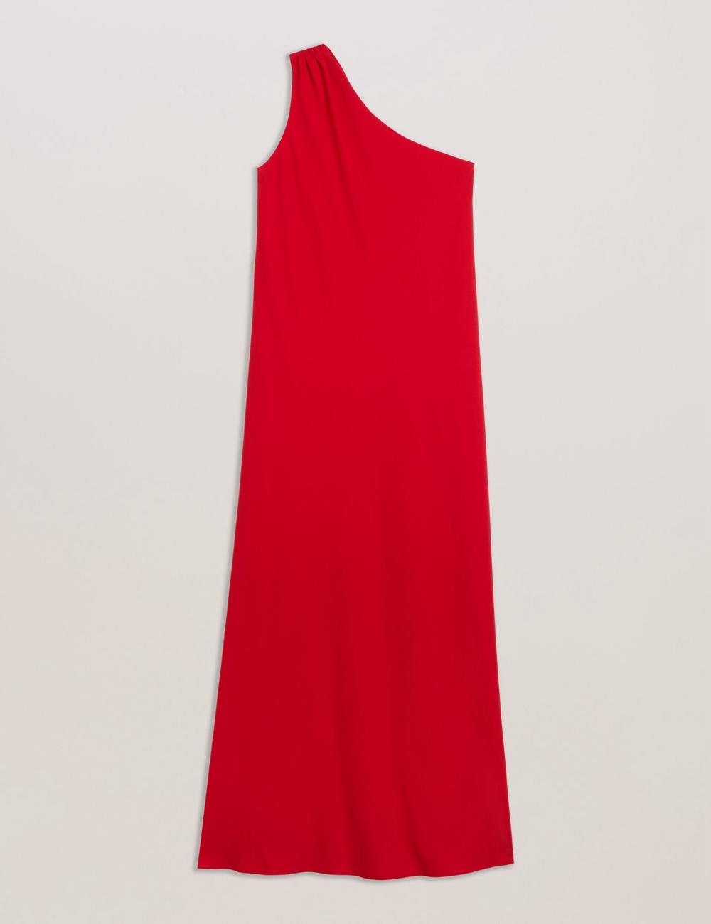 Ted Baker AISLI - One Shoulder Woven Maxi Jurk Dames Rood | ZXEL-87632