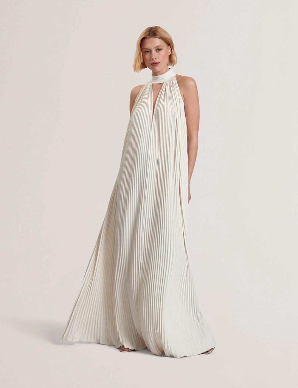 Ted Baker AKALA - Halter Neck Keyhole Detail Pleated Maxi Jurk Dames Koraal | IEYV-29136