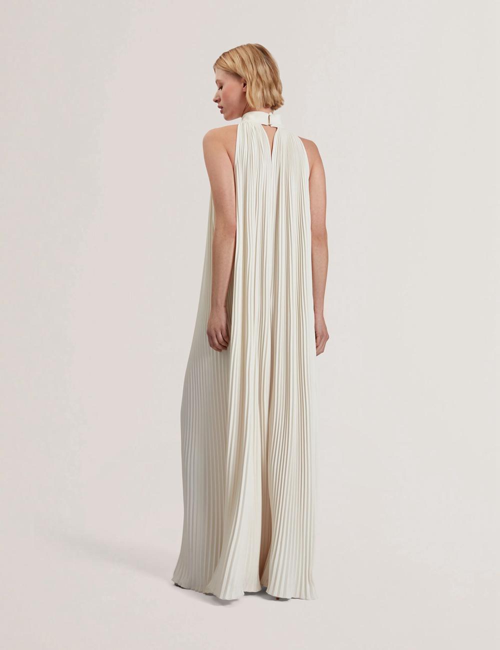 Ted Baker AKALA - Halter Neck Keyhole Detail Pleated Maxi Jurk Dames Koraal | IEYV-29136