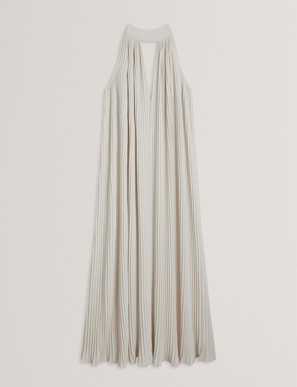 Ted Baker AKALA - Halter Neck Keyhole Detail Pleated Maxi Jurk Dames Koraal | IEYV-29136
