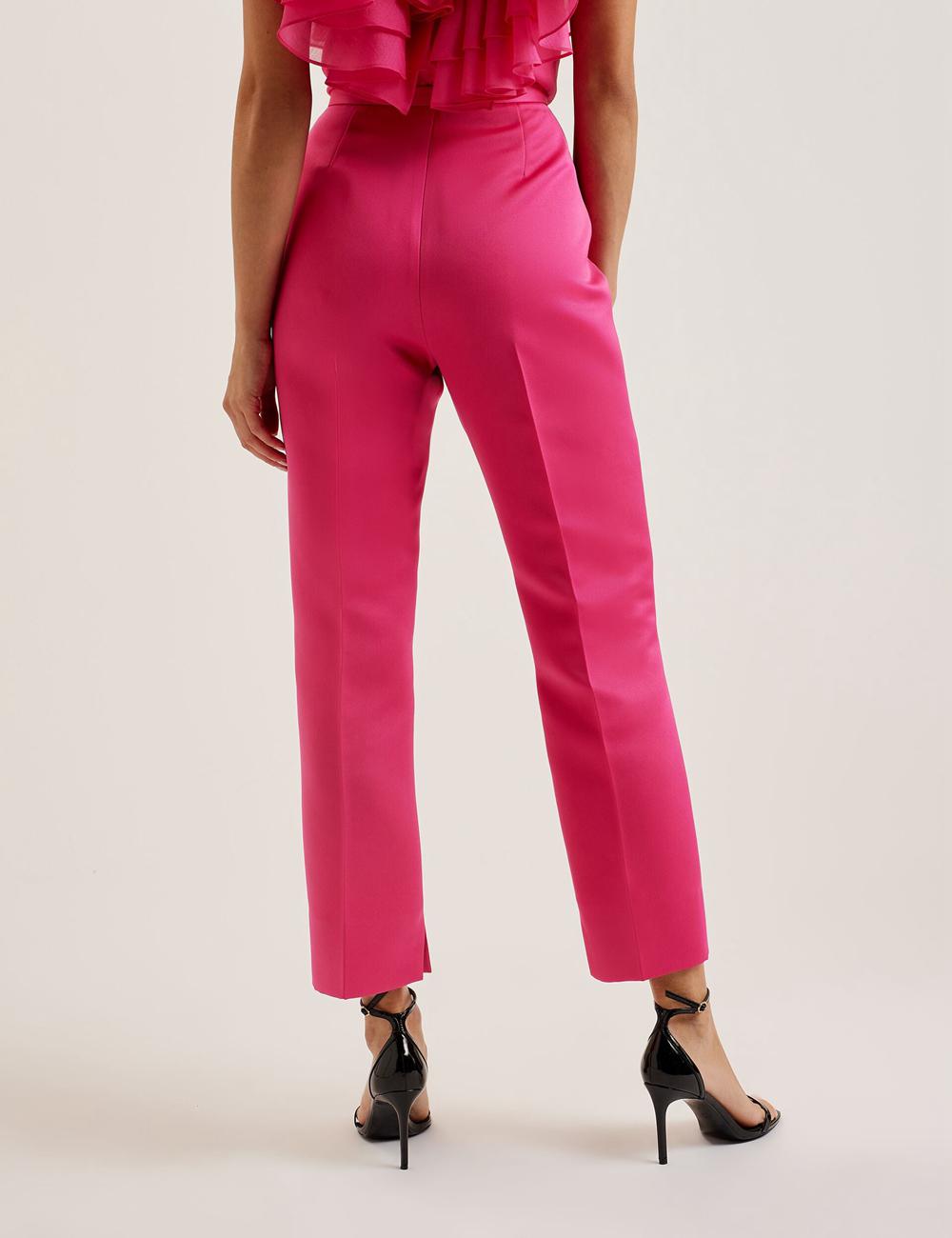 Ted Baker AKENIT - Satin Tailored Slim Leg Broek Dames Fuchsie | LNGW-56219