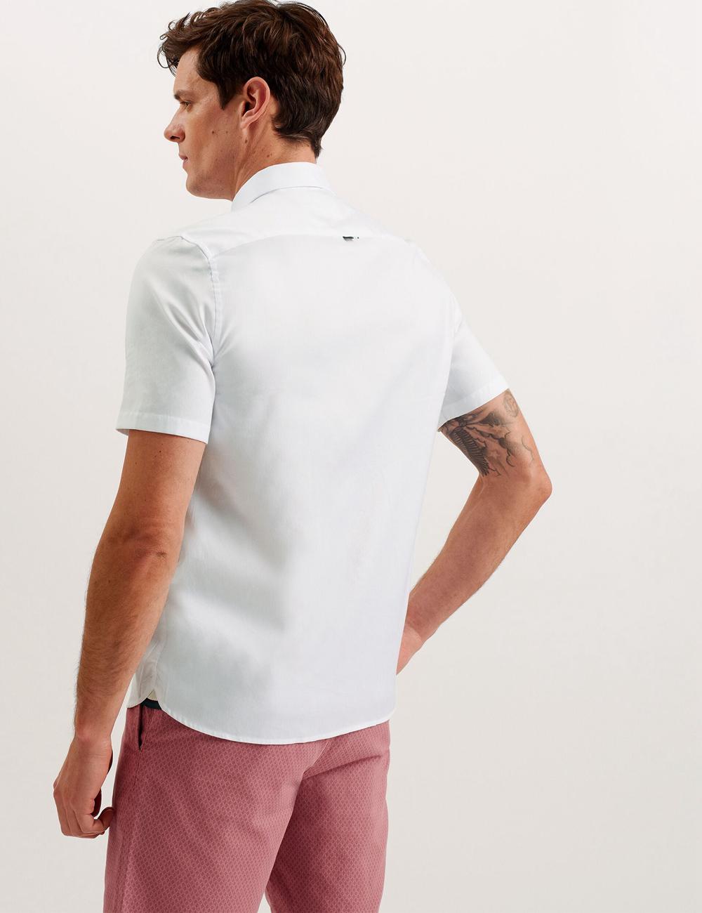 Ted Baker ALDGTE - Short Sleeve Cotton Oxford Overhemd Heren Wit | VEDN-78610