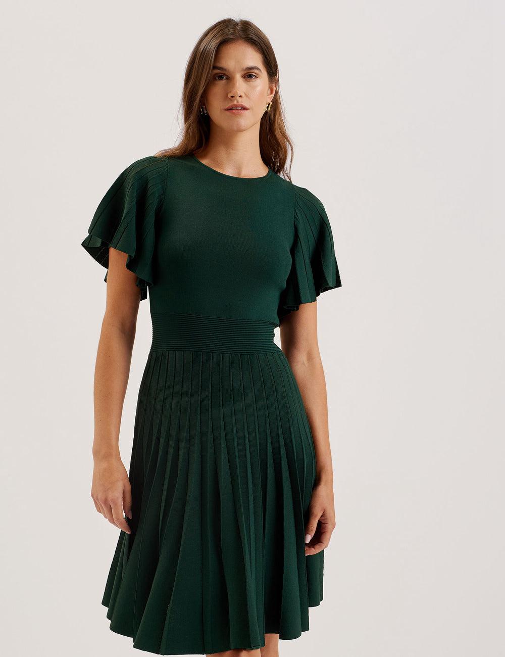 Ted Baker ALENHA - Knitted Angel Sleeve Mini-jurk Dames Groen | CMPO-84216