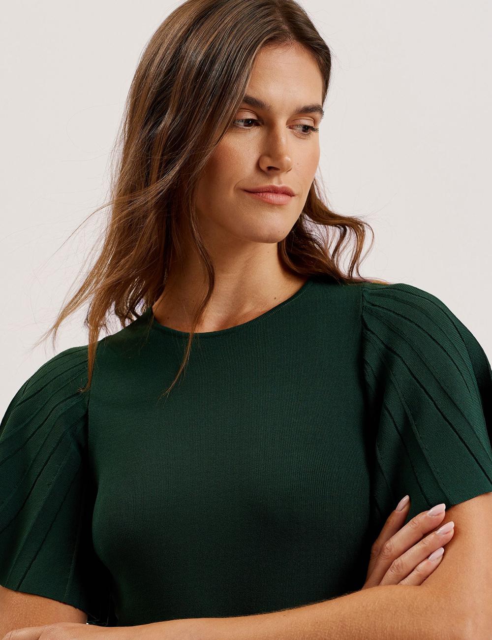 Ted Baker ALENHA - Knitted Angel Sleeve Mini-jurk Dames Groen | CMPO-84216