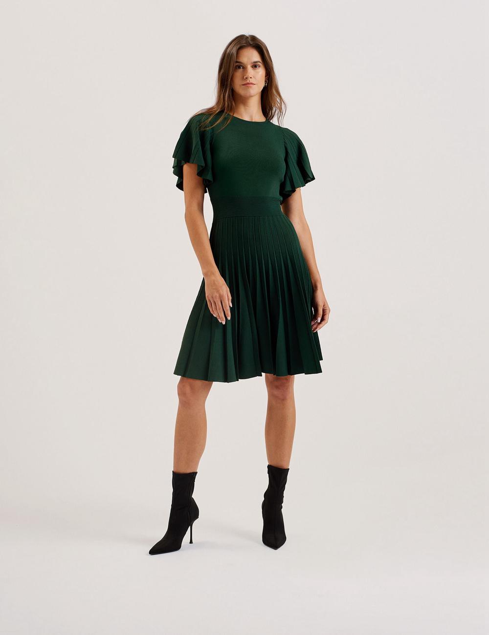 Ted Baker ALENHA - Knitted Angel Sleeve Mini-jurk Dames Groen | CMPO-84216