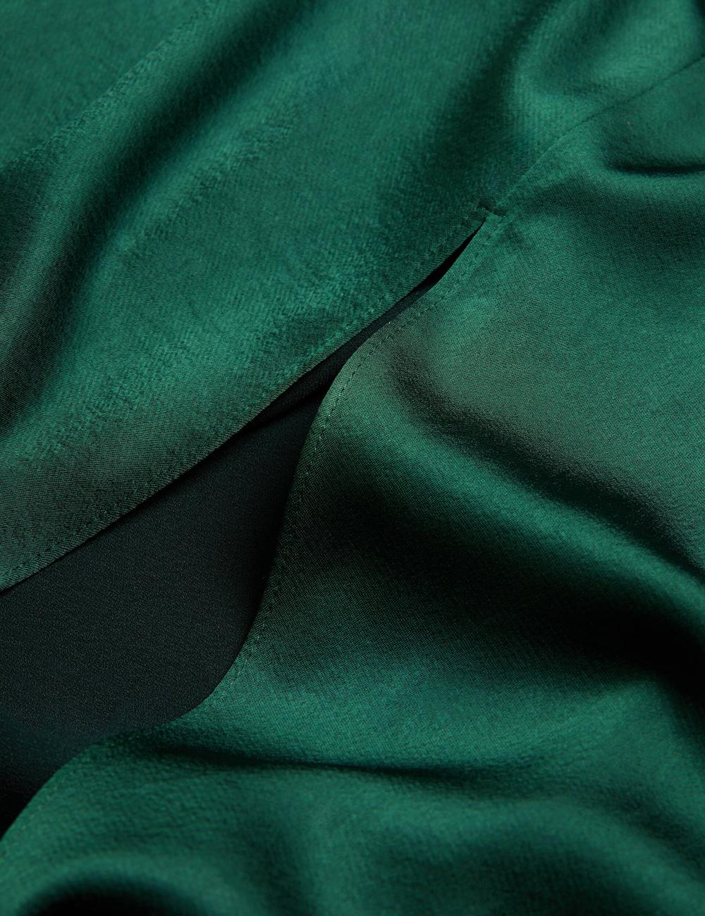 Ted Baker ALFEIOS - Long Sleeve Satin Skirt Midi-jurk Dames Groen | NQKA-57143