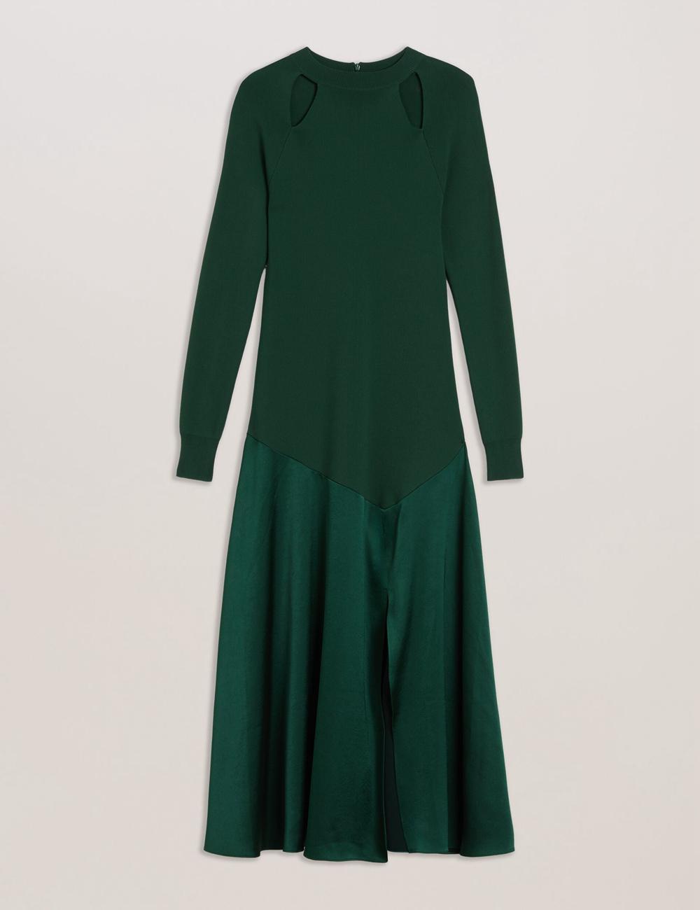 Ted Baker ALFEIOS - Long Sleeve Satin Skirt Midi-jurk Dames Groen | NQKA-57143