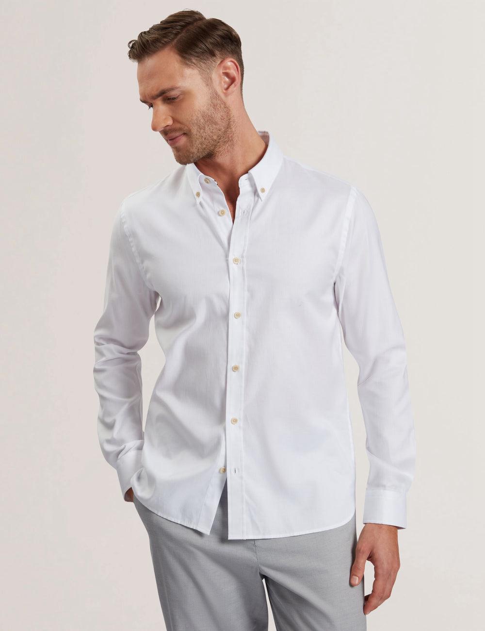 Ted Baker ALLARDO - Regular Fit Cotton Oxford Overhemd Heren Wit | AQDH-17206