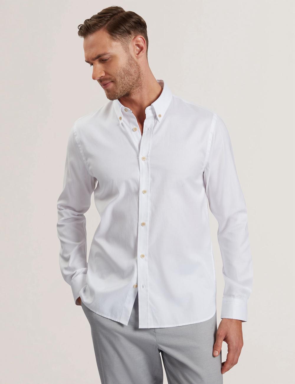 Ted Baker ALLARDO - Regular Fit Cotton Oxford Overhemd Heren Wit | AQDH-17206