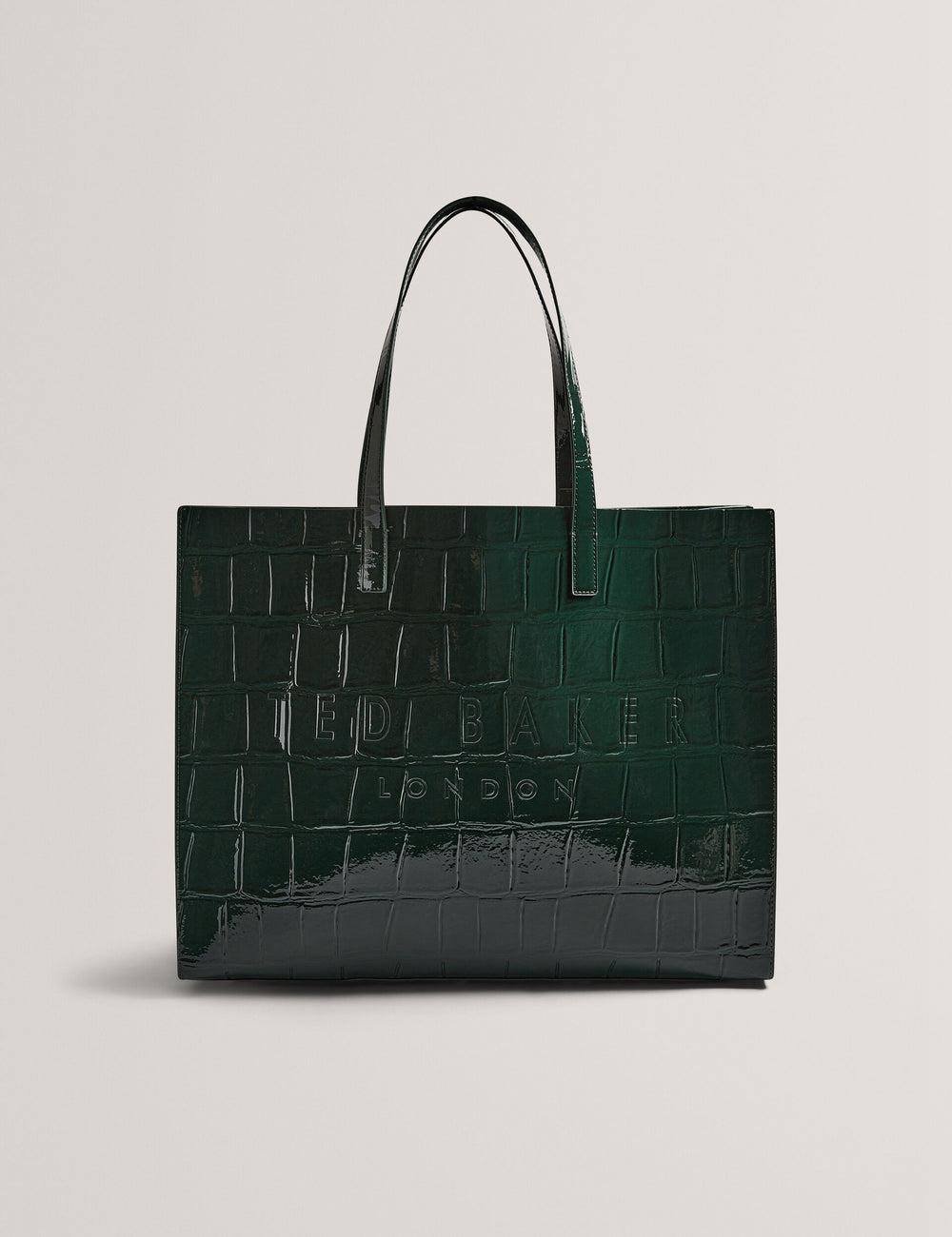 Ted Baker ALLICON - Patent Croc Effect Wide Tote Tassen Dames Groen | RSFK-72139