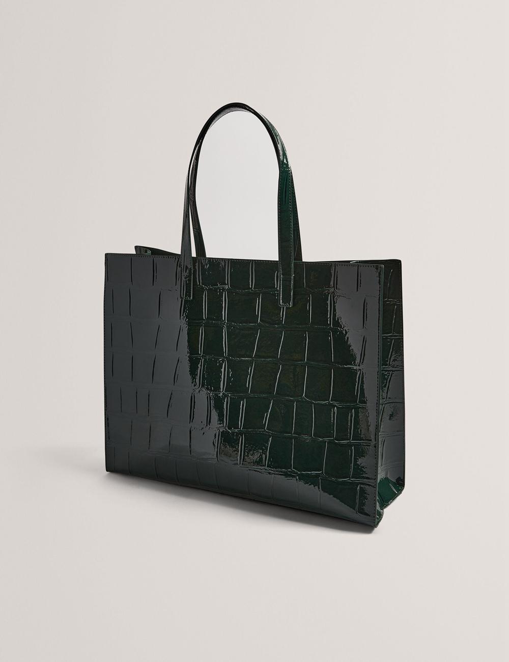 Ted Baker ALLICON - Patent Croc Effect Wide Tote Tassen Dames Groen | RSFK-72139