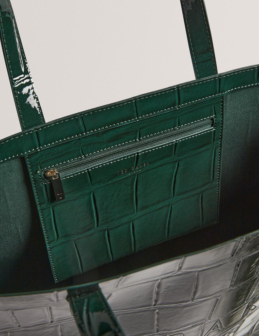 Ted Baker ALLICON - Patent Croc Effect Wide Tote Tassen Dames Groen | RSFK-72139