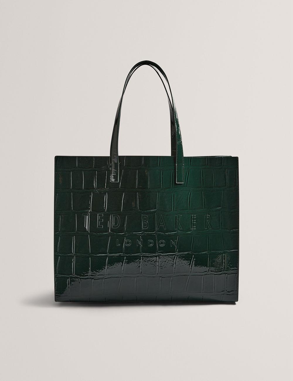 Ted Baker ALLICON - Patent Croc Effect Wide Tote Tassen Dames Groen | RSFK-72139