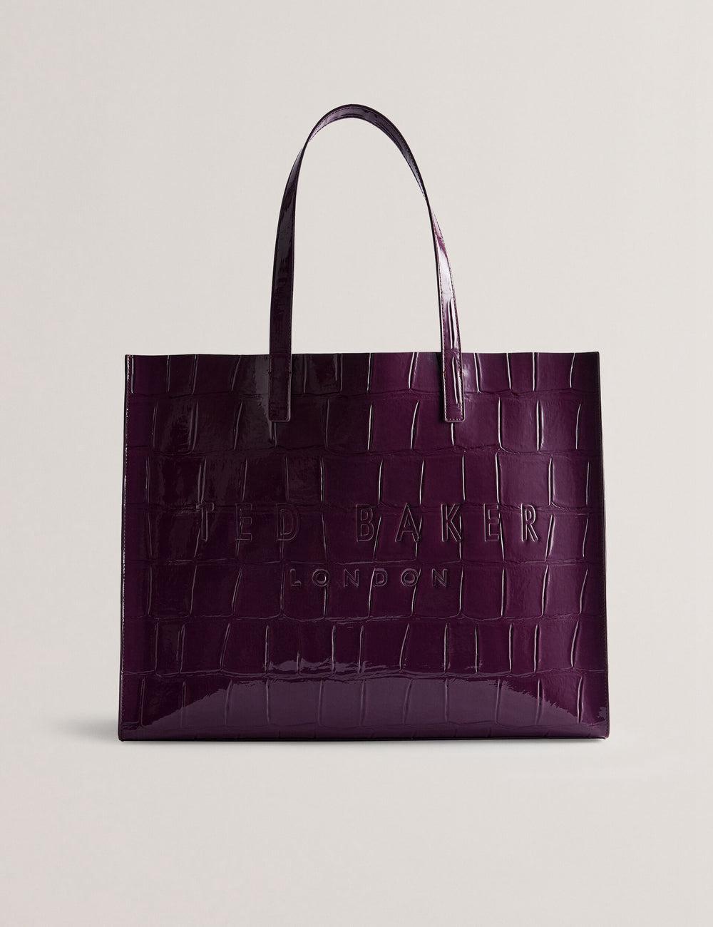 Ted Baker ALLICON - Wide Croc Effect Icon Tote Tassen Dames Bordeaux | IOHB-64529