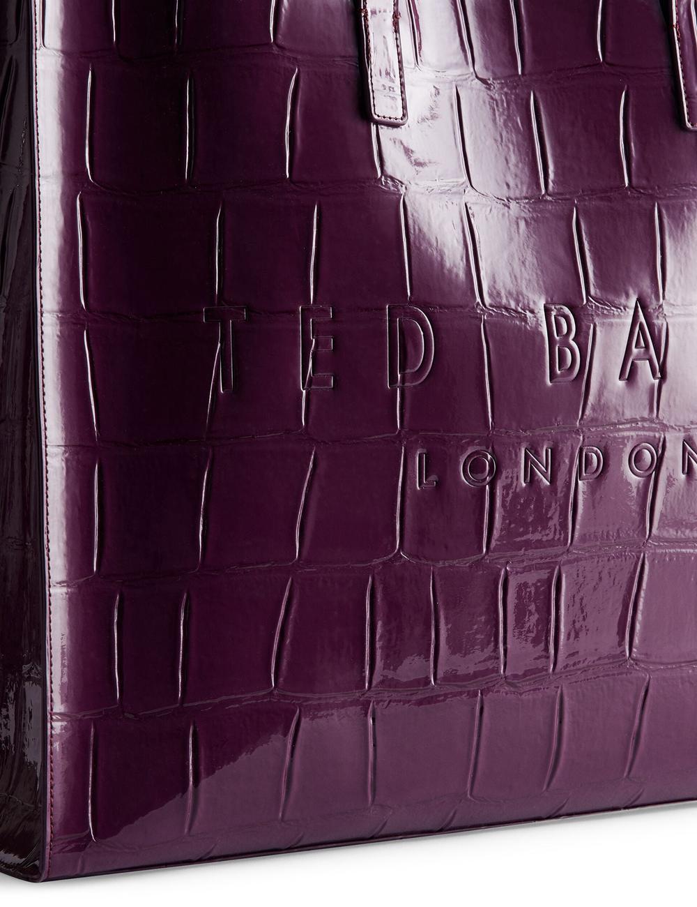 Ted Baker ALLICON - Wide Croc Effect Icon Tote Tassen Dames Bordeaux | IOHB-64529