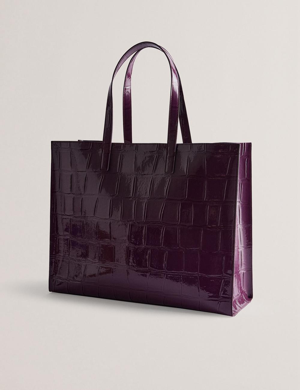 Ted Baker ALLICON - Wide Croc Effect Icon Tote Tassen Dames Bordeaux | IOHB-64529
