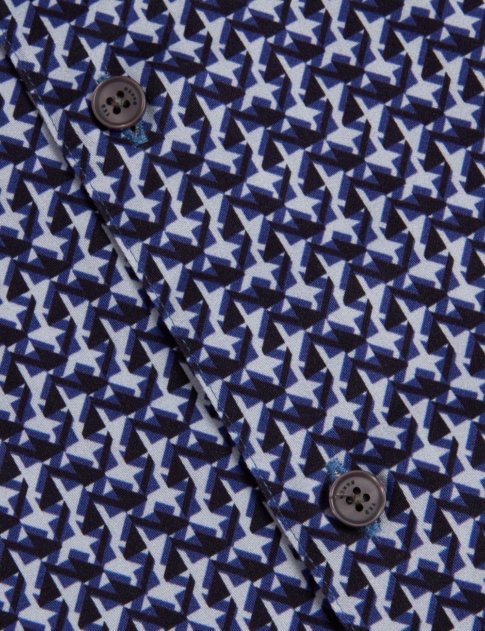 Ted Baker ALPHSO SS Regular Fit Geo Overhemd Heren Donkerblauw | KTCV-29580