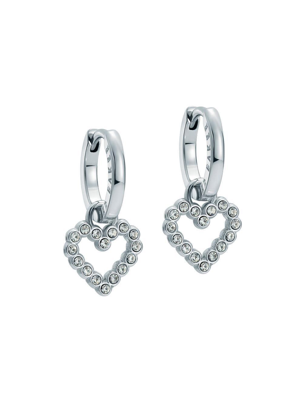 Ted Baker AMORA - Crystal Open Heart Huggie Oorbellen Dames Zilver | DVTK-82047