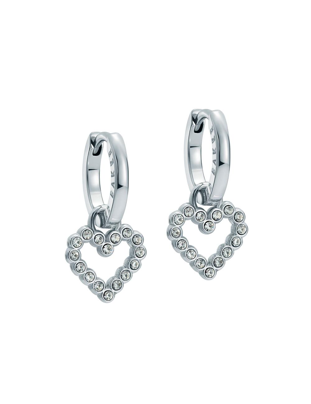 Ted Baker AMORA - Crystal Open Heart Huggie Oorbellen Dames Zilver | DVTK-82047