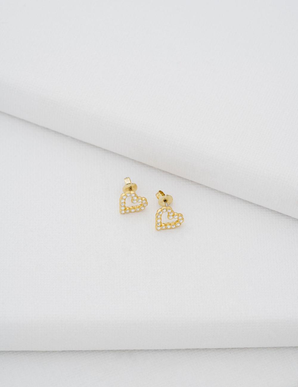 Ted Baker AMORINA -Crystal Open Heart Stud Oorbellen Dames Goud | XNZD-61875