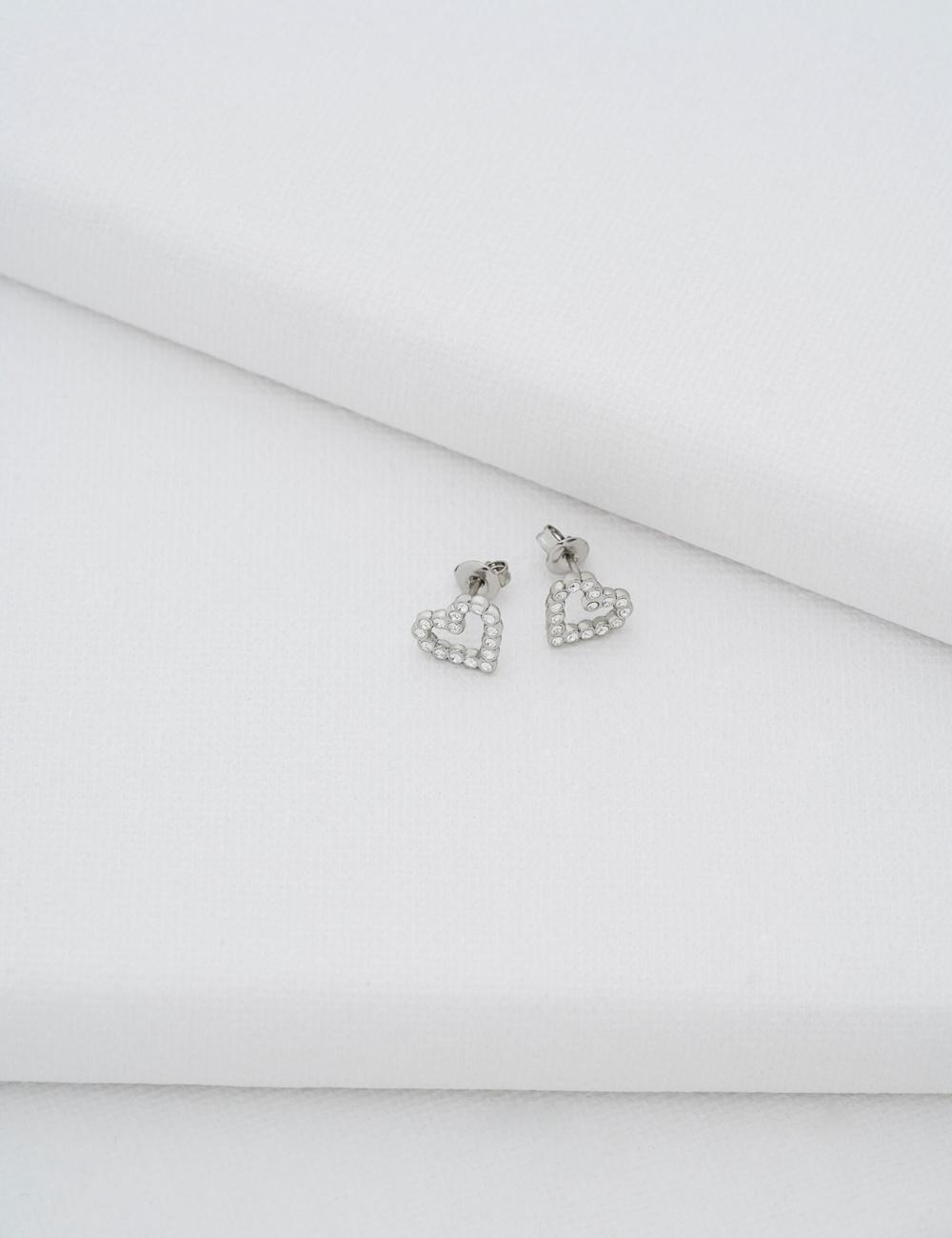 Ted Baker AMORINA - Crystal Open Heart Stud Oorbellen Dames Zilver | BHTF-07596