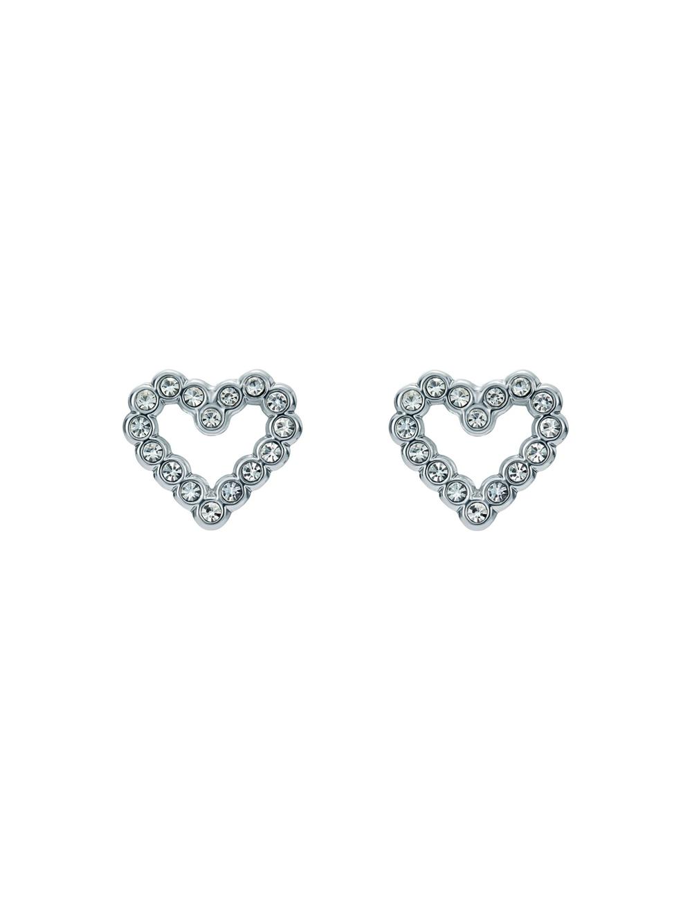 Ted Baker AMORINA - Crystal Open Heart Stud Oorbellen Dames Zilver | BHTF-07596