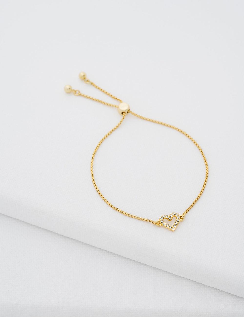 Ted Baker AMORITA - Crystal Open Heart Adjustable Armbanden Dames Goud | YPNV-14702