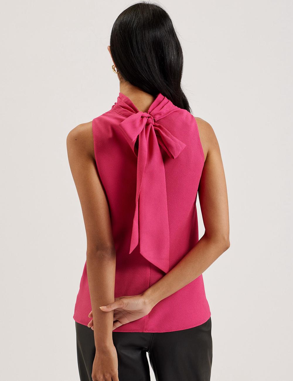 Ted Baker ANINI - Textured High Neck Sleeveless Top Blouse Dames Fuchsie | EHKS-20765