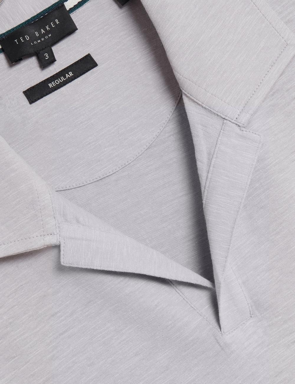 Ted Baker ANITO - Cotton Linen Open Neck Poloshirt Heren Paars | IOHK-36498
