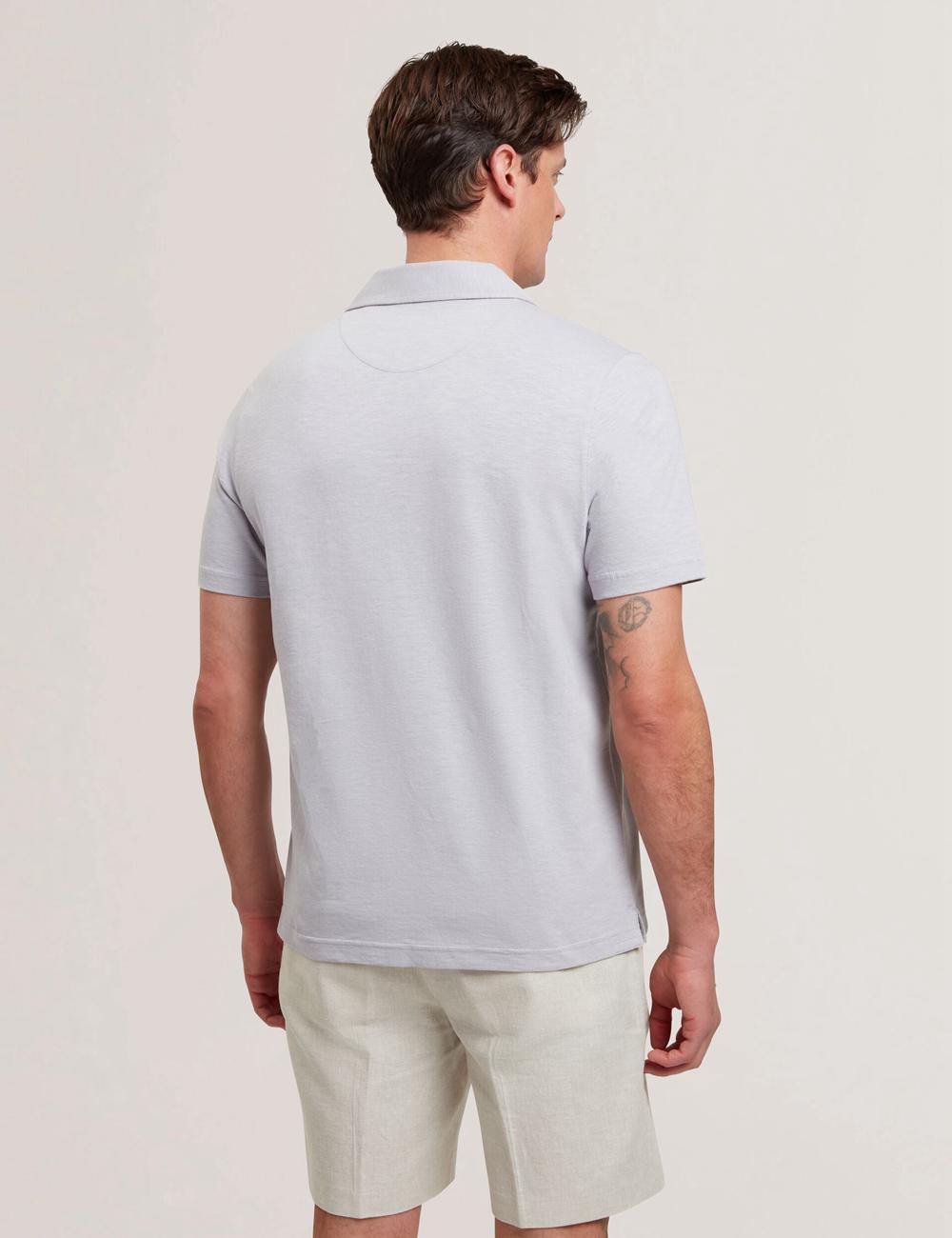 Ted Baker ANITO - Cotton Linen Open Neck Poloshirt Heren Paars | IOHK-36498