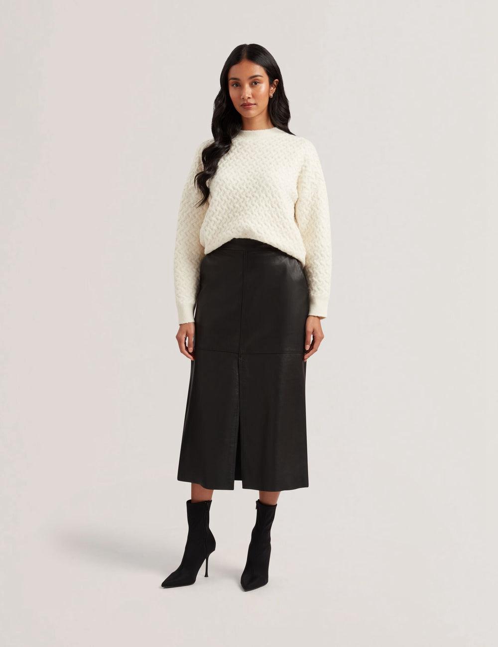 Ted Baker AOTO - Leather Pencil With Seam Detail Rokken Dames Zwart | JFEM-52613