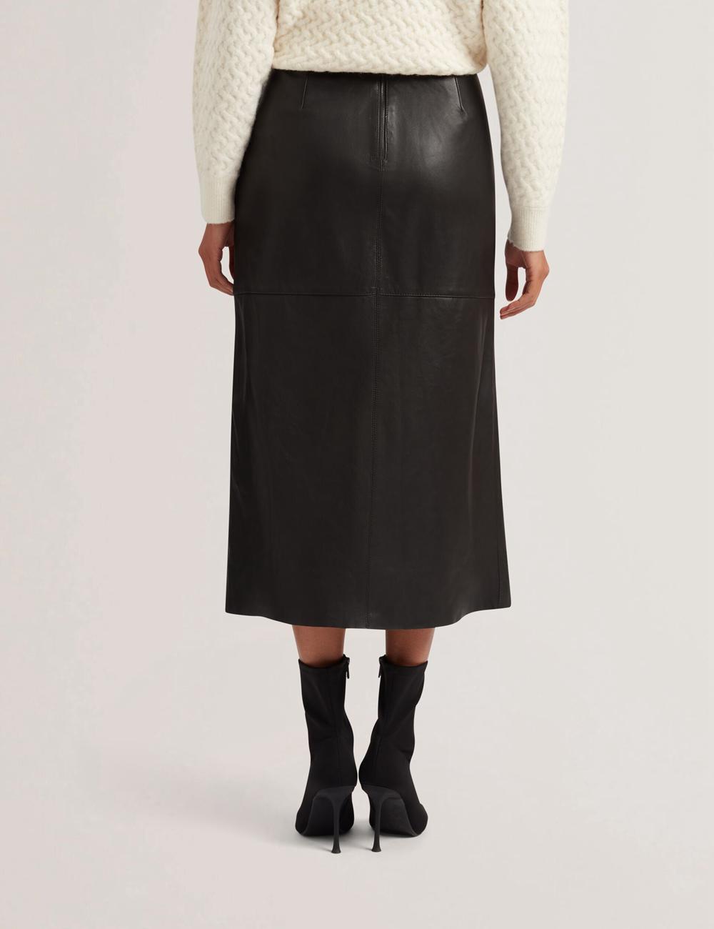 Ted Baker AOTO - Leather Pencil With Seam Detail Rokken Dames Zwart | JFEM-52613