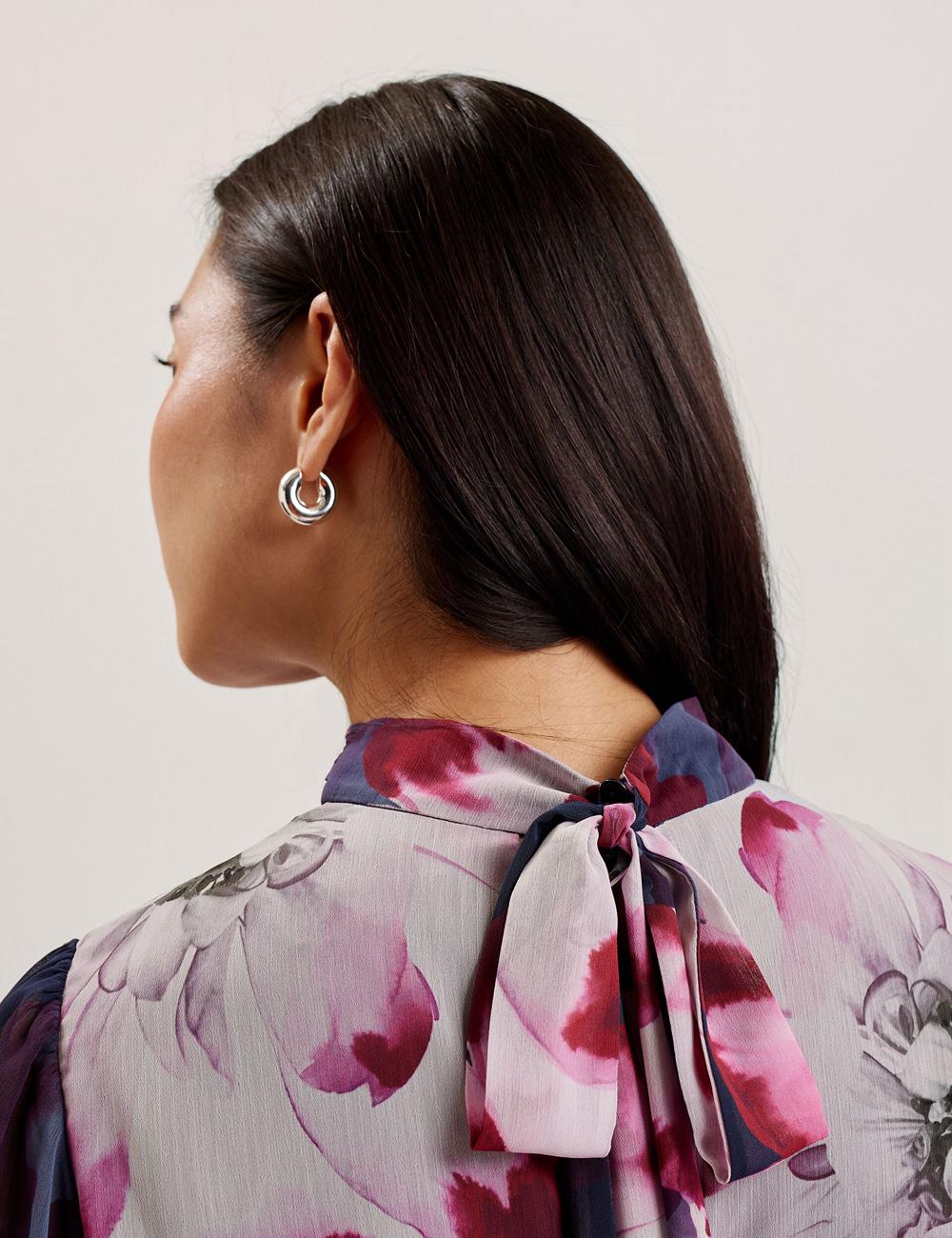 Ted Baker ARACELY - Floral High Neck Long Sleeve Mini-jurk Dames Donkerblauw | XSWI-80917