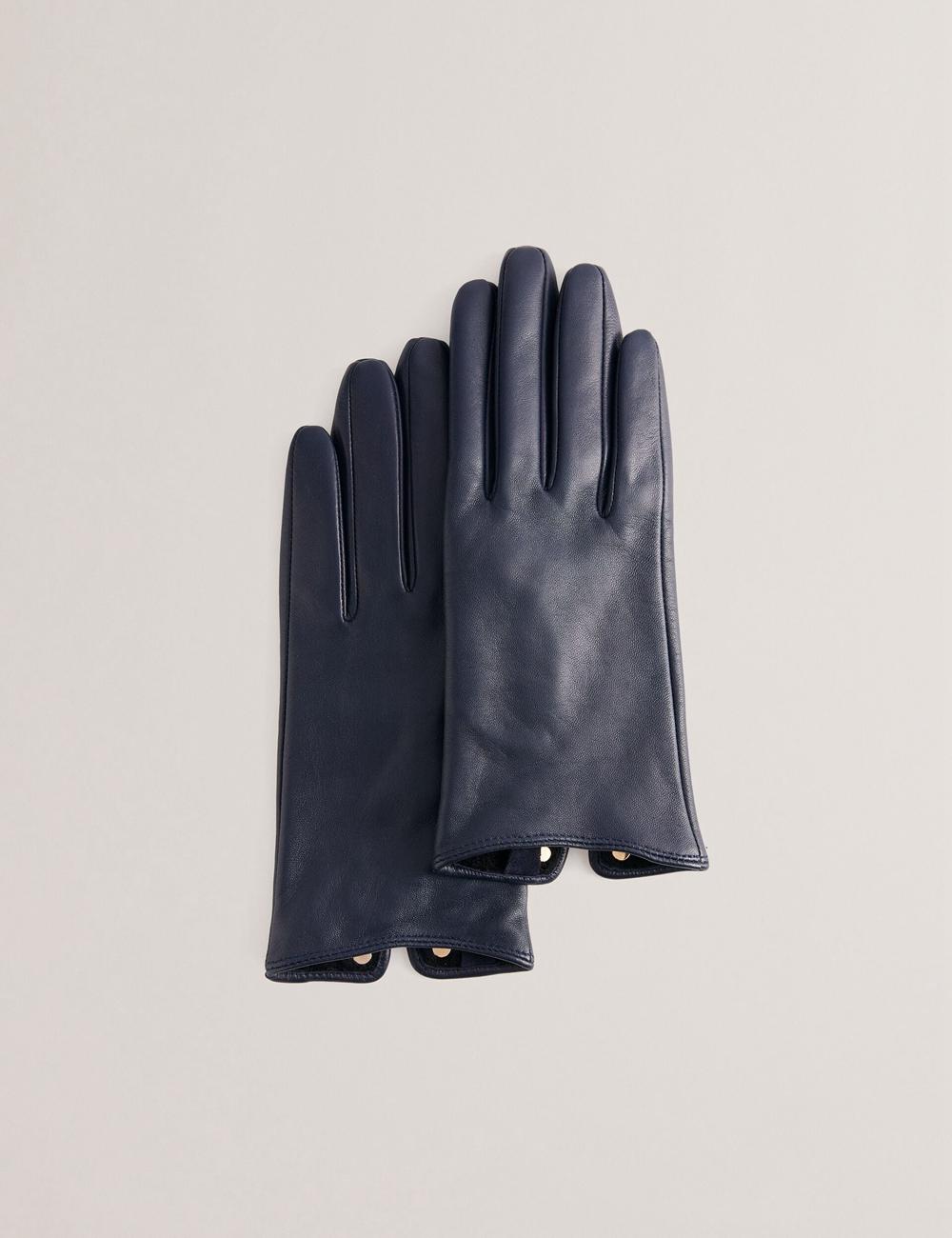 Ted Baker ARLEOS - Leather Split Cuff Handschoenen Dames Donkerblauw | JAGD-30824