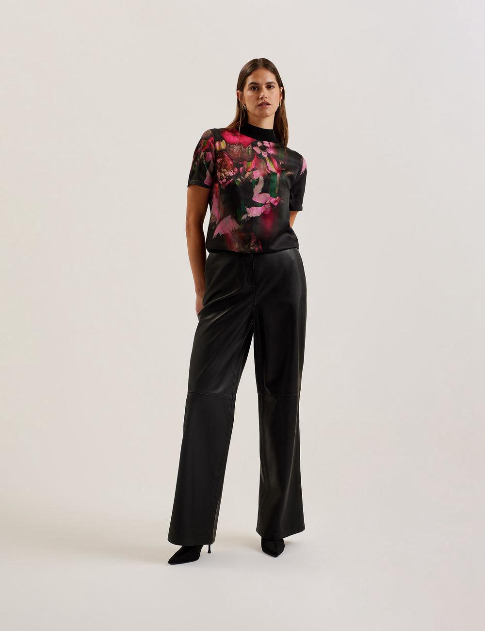 Ted Baker ASTHAA - Floral Woven Front Short Sleeve Top Blouse Dames Zwart | NVCU-82741