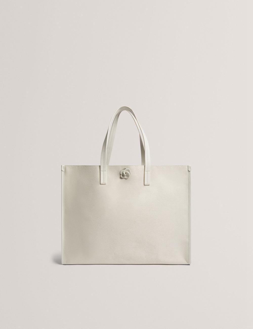 Ted Baker AUDOS - Rose Detail Wide Canvas Tote Tassen Dames Ecru | YRKJ-75618