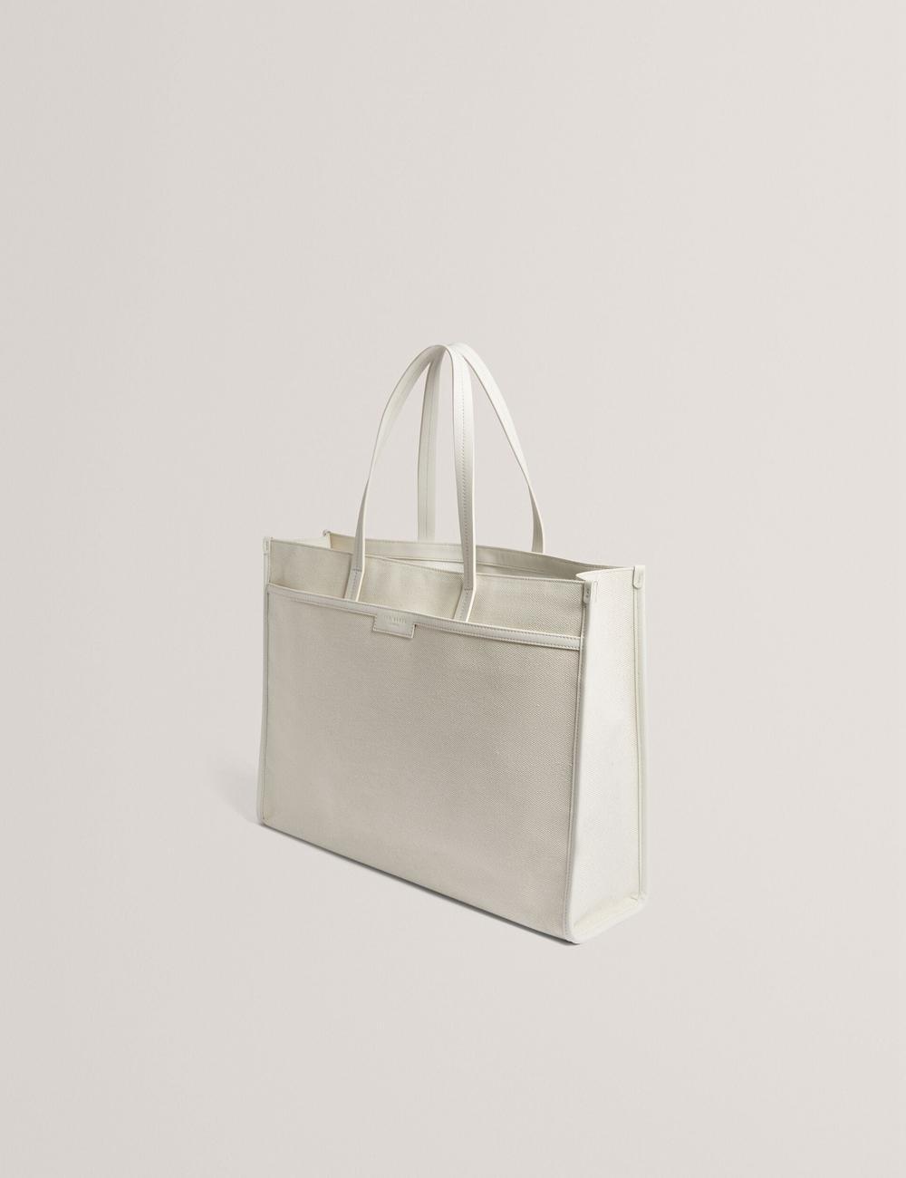 Ted Baker AUDOS - Rose Detail Wide Canvas Tote Tassen Dames Ecru | YRKJ-75618