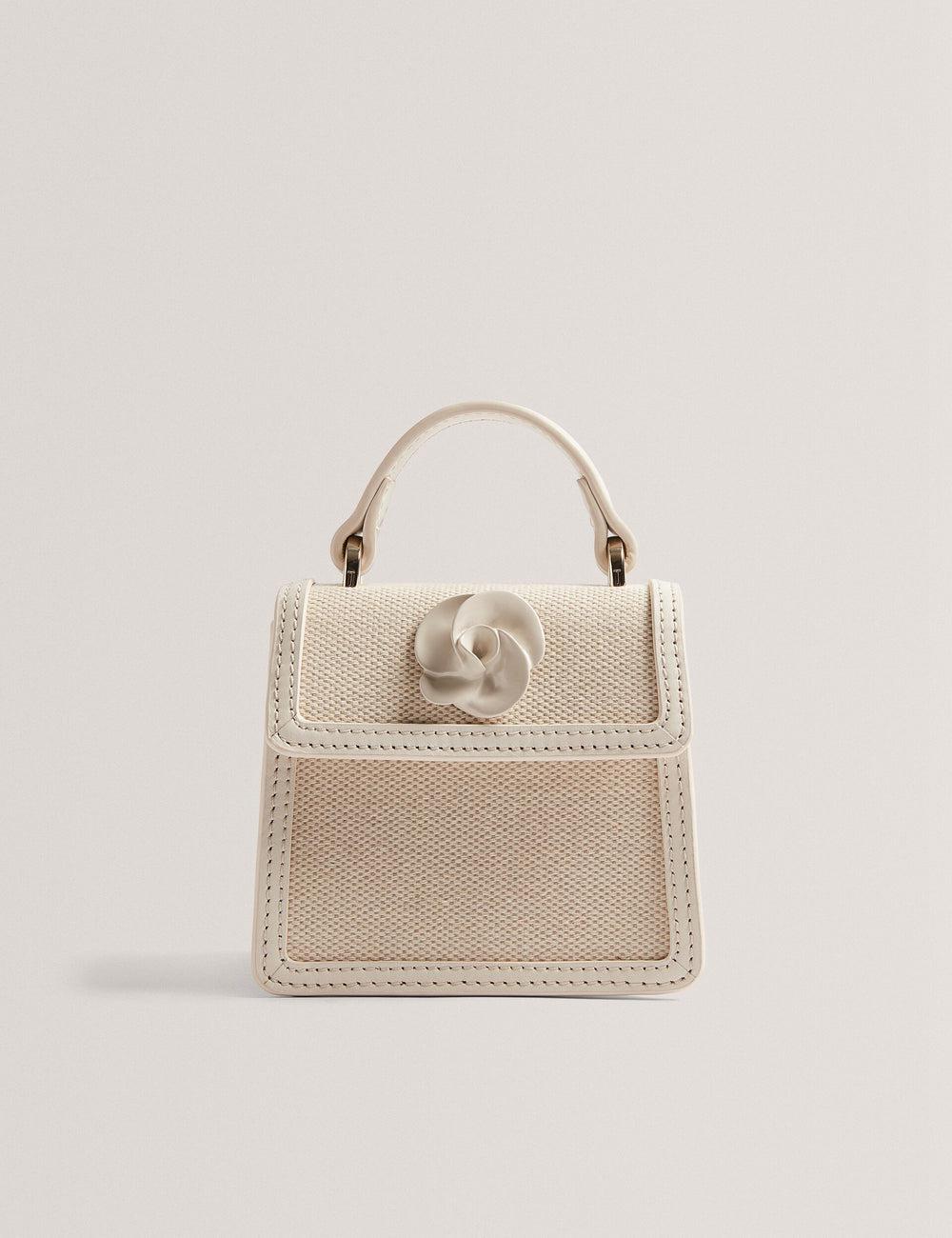 Ted Baker AUDOU - Rose Detail Canvas Mini Top Handle Crossbodytassen Dames Ecru | YZOM-07564