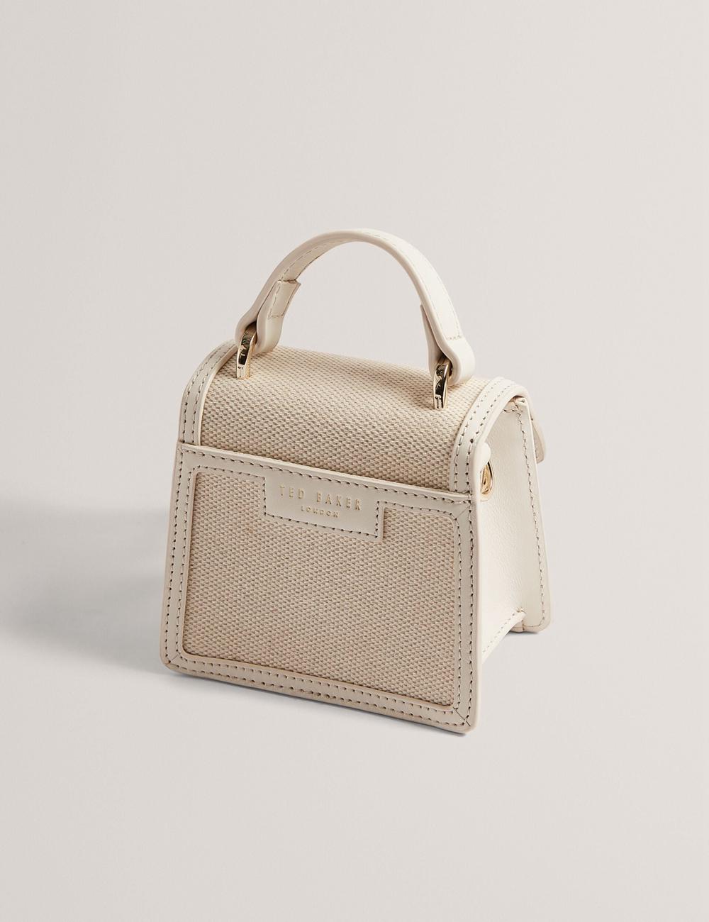 Ted Baker AUDOU - Rose Detail Canvas Mini Top Handle Crossbodytassen Dames Ecru | YZOM-07564